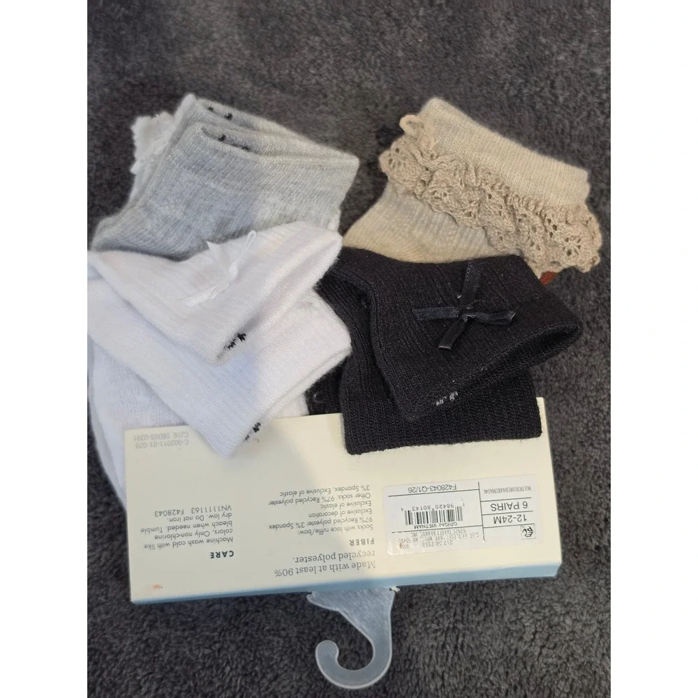 Cat & Jack Baby Girls Tights and Socks Bundle 6-12M 12-24M White Black Brown 6pk